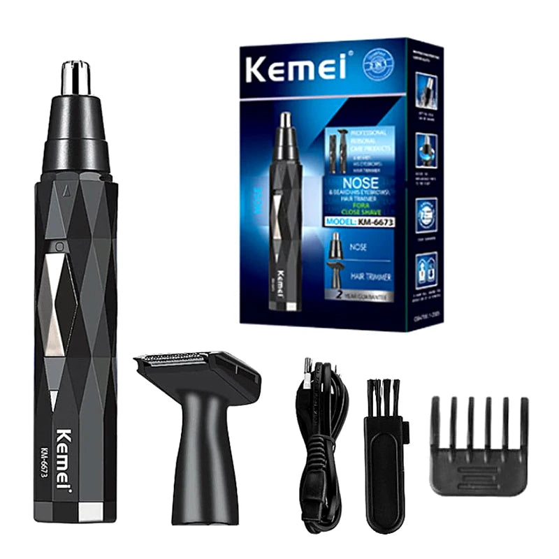 Kemei 2In1 Rechargeable Nose Hair Trimmer Hair Removal Machine