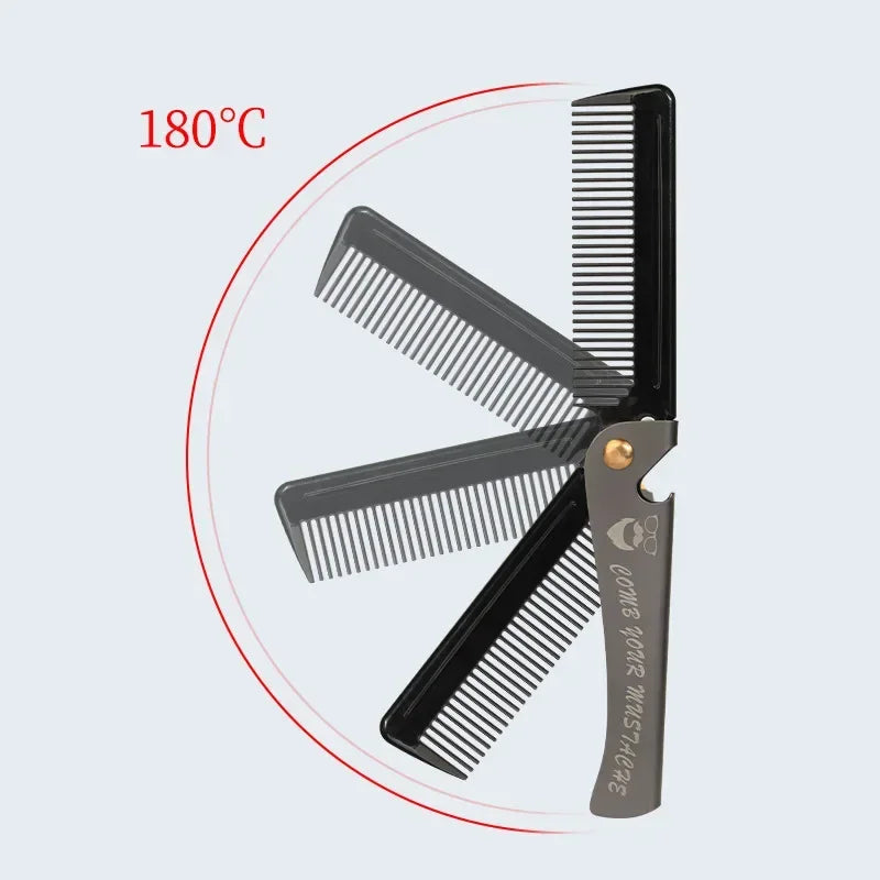 New Foldable comb Folding Pocket Clip Hair Moustache Beard Comb