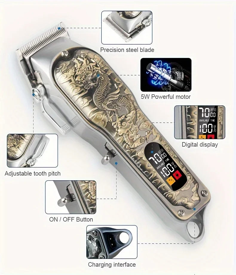 2pcs Set Professional Hair Clippers Set, Cordless Portable Electric Shaver