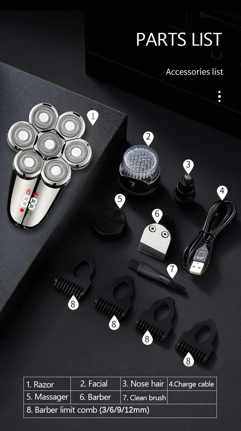 5 In 1 Electric Shaver For Men Bald Head Hair Clipper Razor