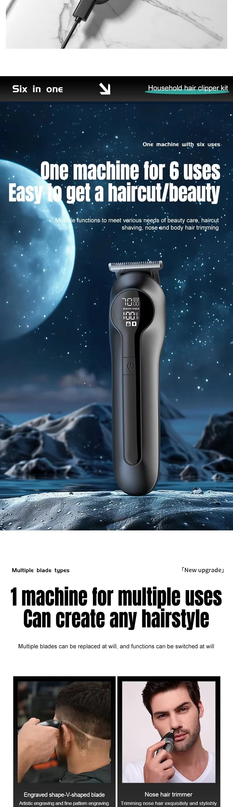 Xiaomi Youpin 6-in-1 Multifunctional Grooming Kit Hair Clipper