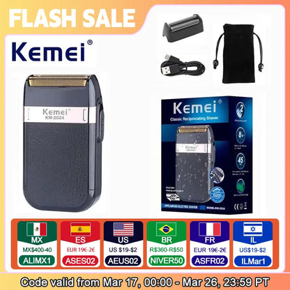Kemei KM-2024 USB Charging Electric Shaver Beard Trimmer