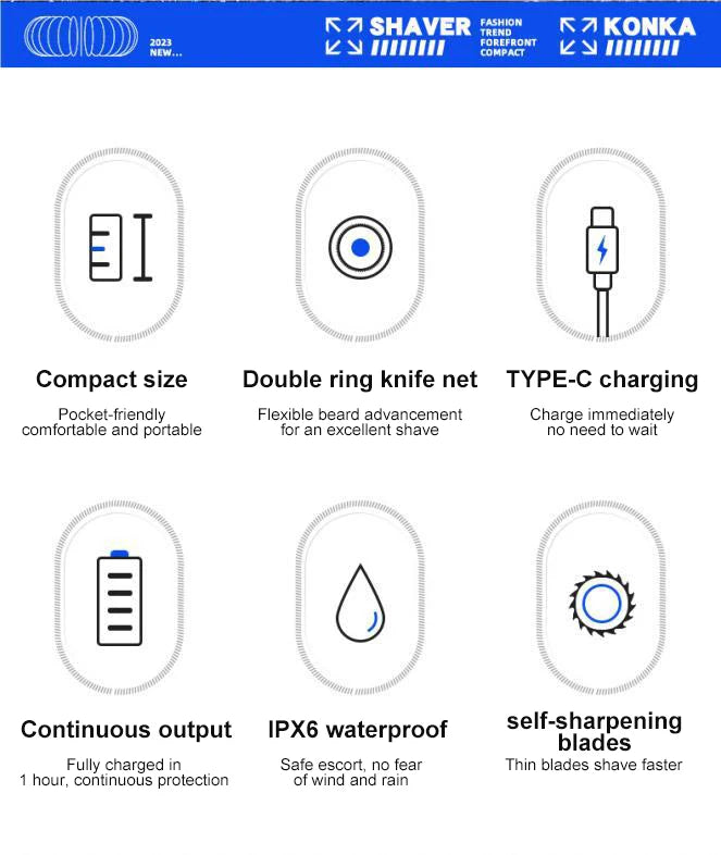 NEW Type-c Rechargable Mini Portable Waterproof Electric Shaver