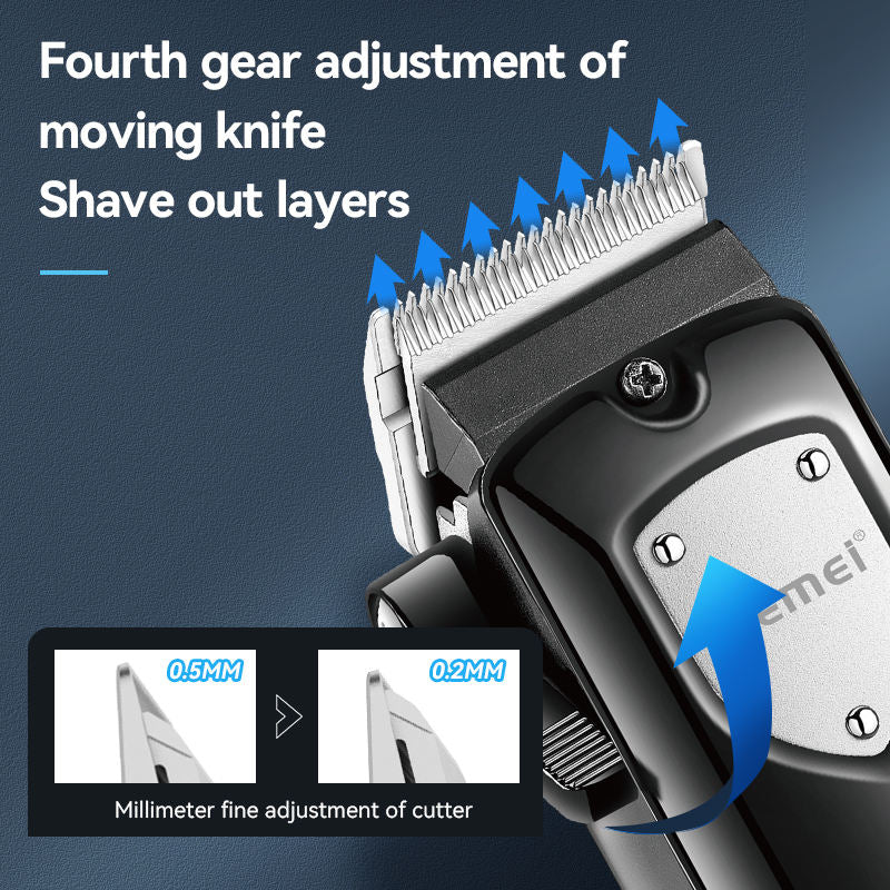 Original Kemei Full Metal Hair Trimmer For Men Rechargeable Barber Hair Clipper