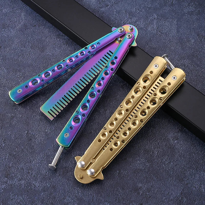 Foldable Comb Stainless Steel Practice Training Butterfly Comb