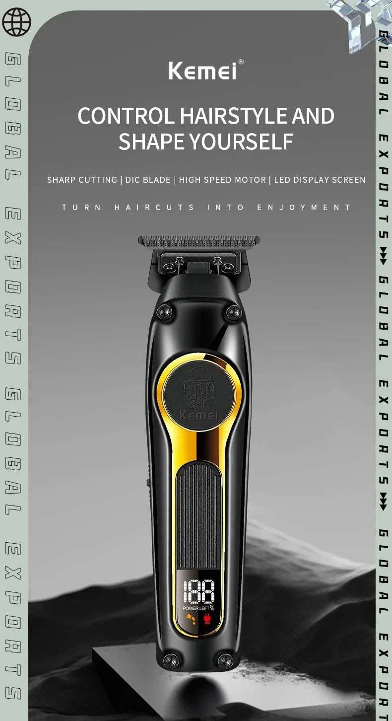 KEMEI KM--2351 USB Rechargeable Hair Clippers DLC Blade