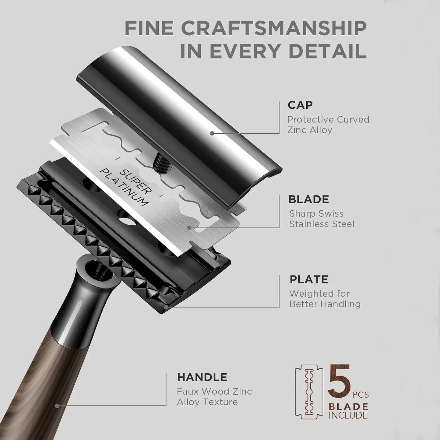 Double Edge Safety Razor Zinc Alloy Handle Razor