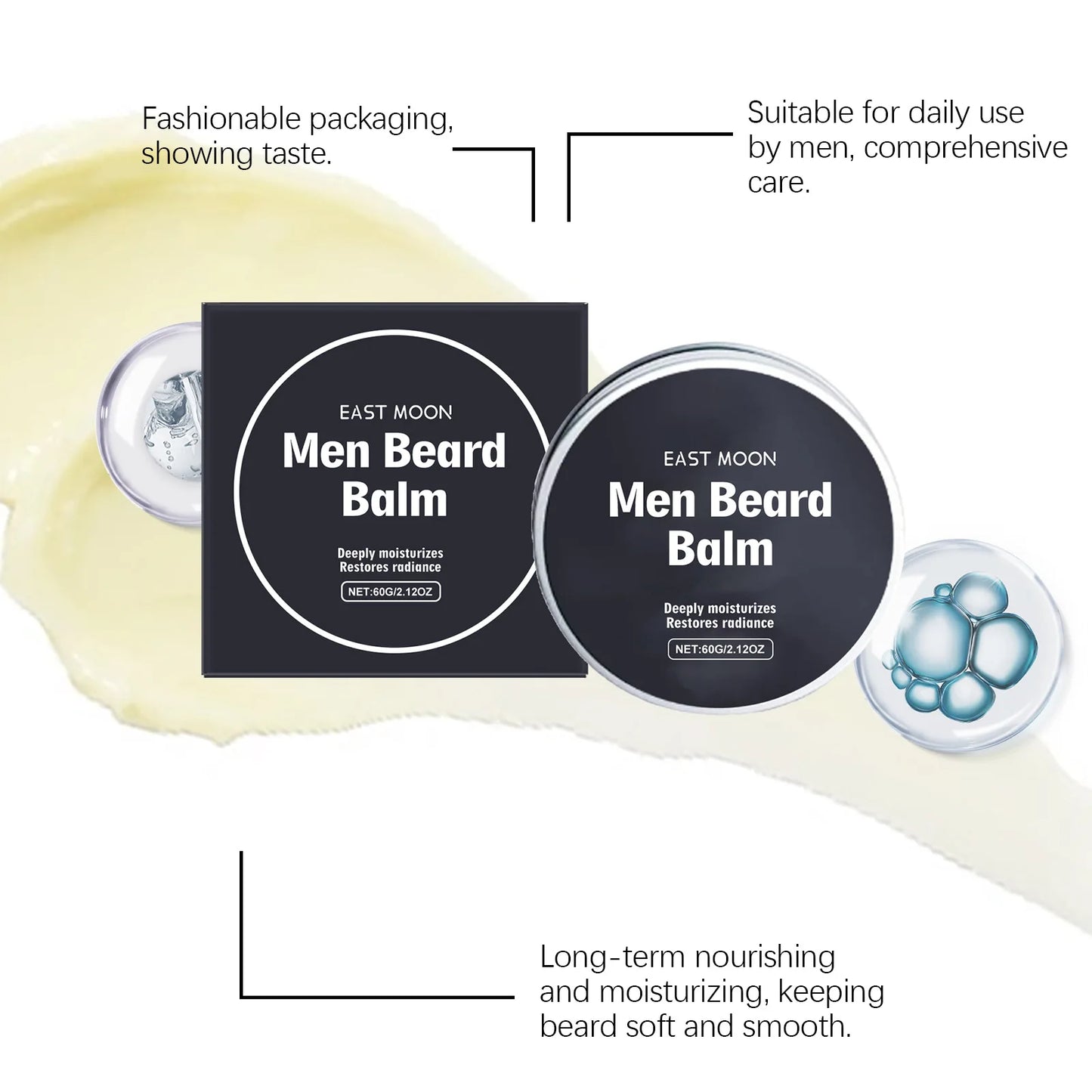 Beeswax Men Beard Balm Moisturize Dry Beard Soften Rough