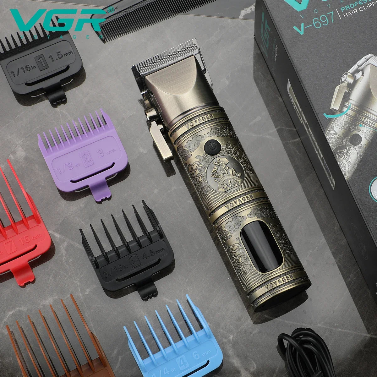 VGR Hair Clipper Professional Hair Trimmer LED Display V-697