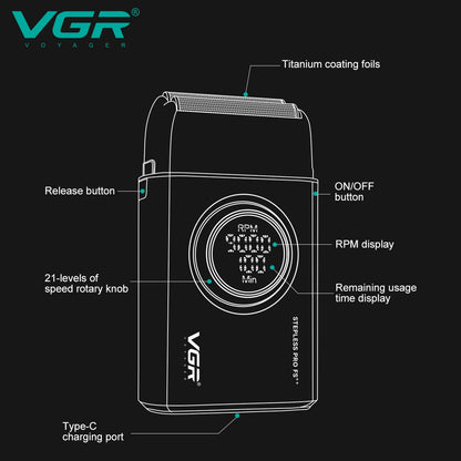VGR Shaver Professional Beard Trimmer Portable Shaving Machine  V-377