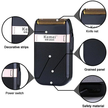 Kemei Rechargeable Shaver For Men Washable Electric Shaver