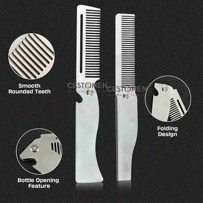 NEW Style Stainless Steel Folding Professional Men's  Comb