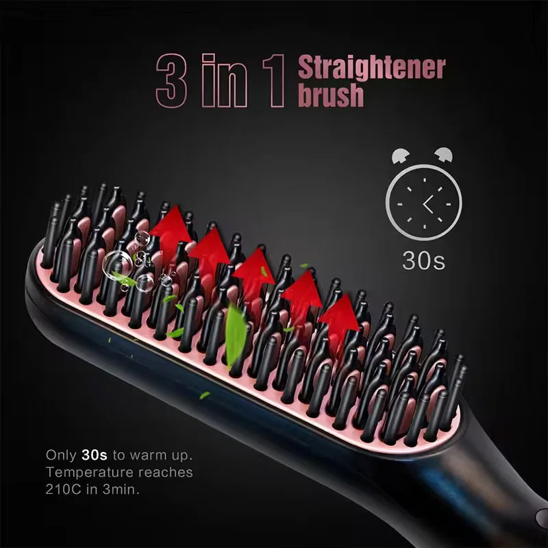 3 in 1 Quick heat Hair Beard straightener comb PTC heater