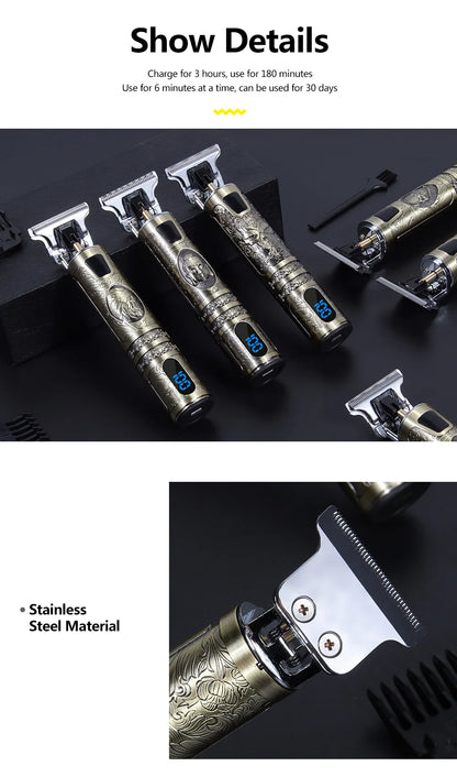 T9 LCD Electric Hairdresser Oil Shaving Head Electric Clipper