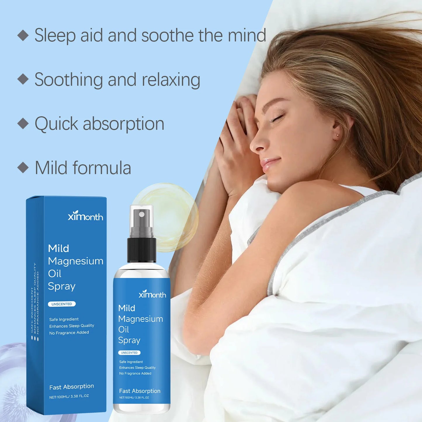 Organic Magnesium Oil Spray Promote Calm Better Sleep
