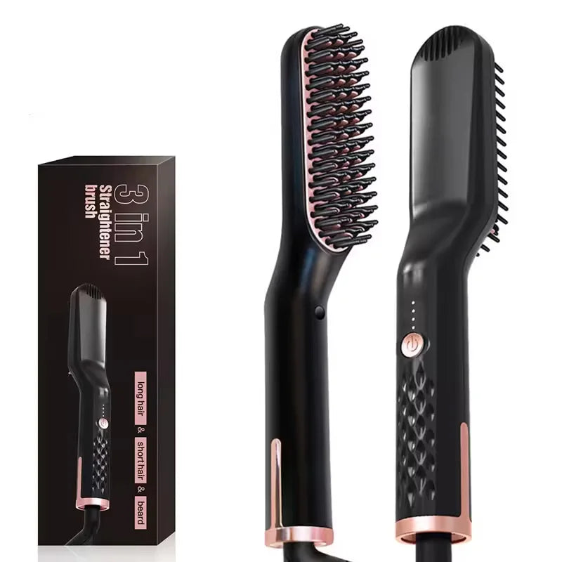 3 in 1 Quick heat Hair Beard straightener comb PTC heater