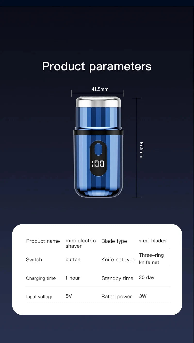Mini Electric Shaver USB-C Rechargeable Shaver  Cordless Shaver