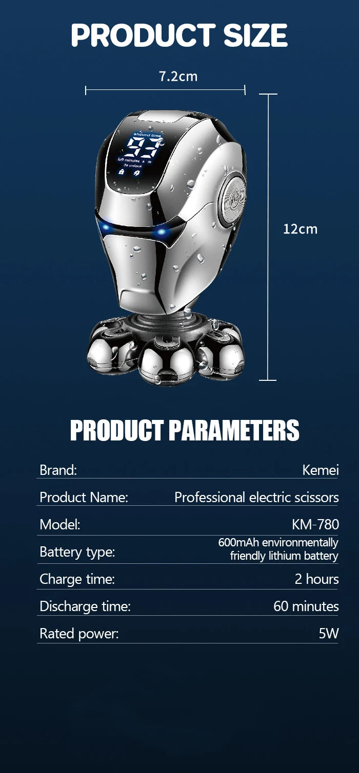 Kemei Head Electric Shavers For Bald Men Waterproof km-780