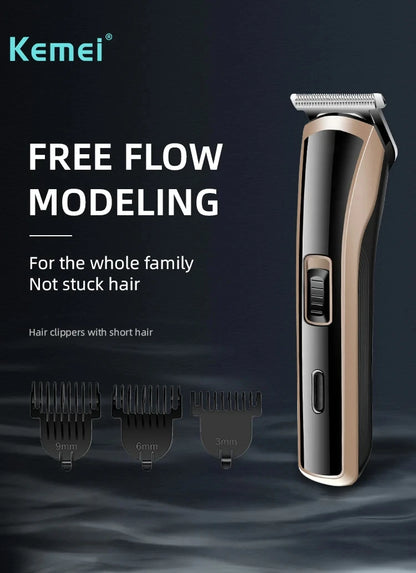 Kemei KM-418 Waterproof Hair Clipper Rechargeable Electric Trimmer