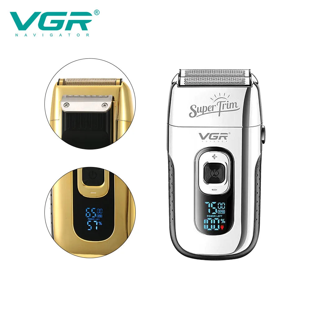 VGR Rechargeable 3-Speed Electric Shaver For Men Barber Hair Shaver