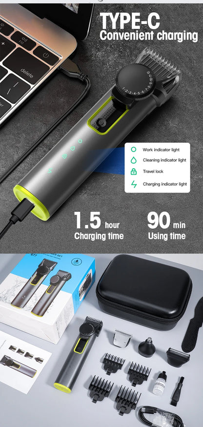 IRUIBEAUTY 4-in-1 Hair Trimmer Electric Hair Clipper IPX5
