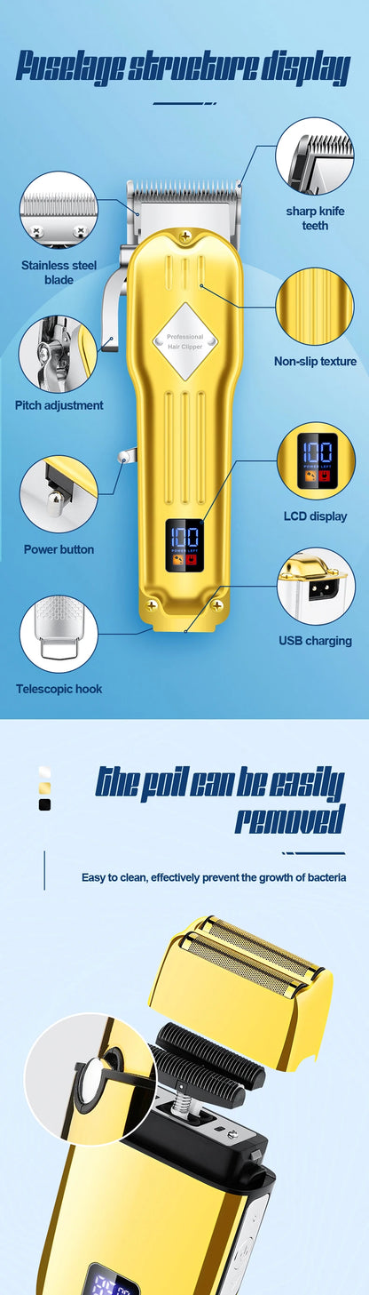 RESUXI 973 3 in 1 Professional Electric Hair Clipper and Shaver Set