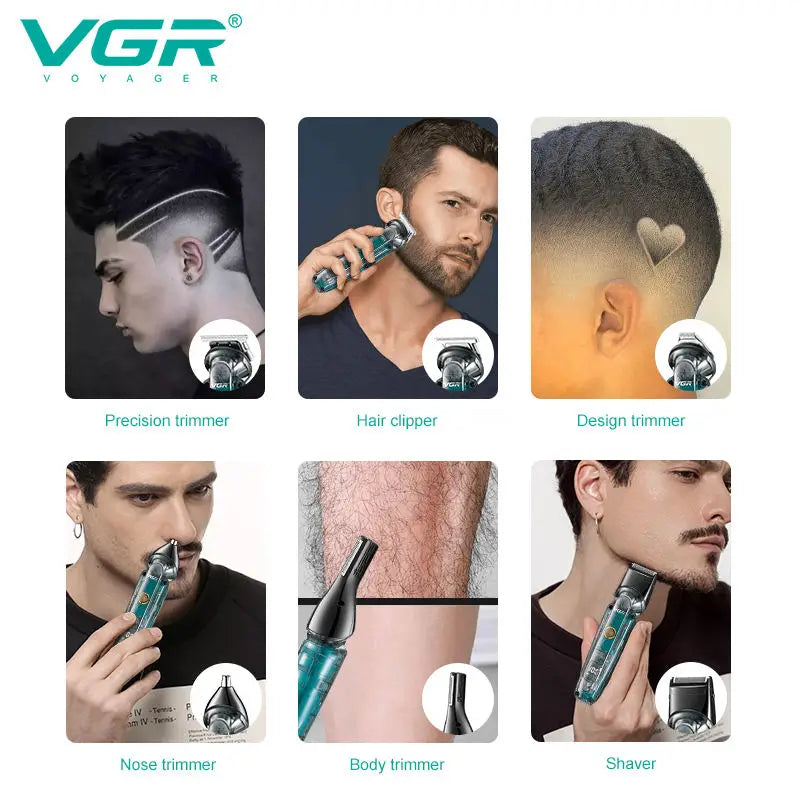 VGR 102 6-in-1 high-end men's hair clipper professional shaver