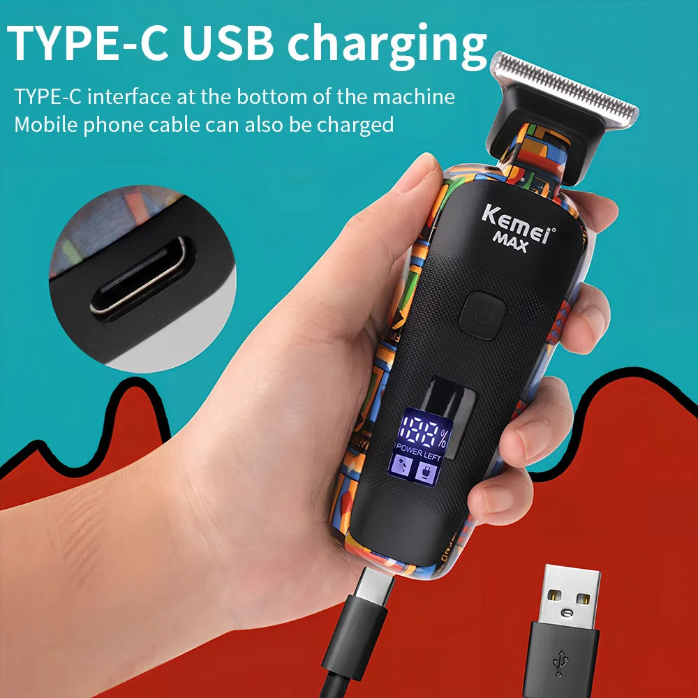 Kemei Graffiti Electric Hair Clipper Kit Men's Electric Shaver