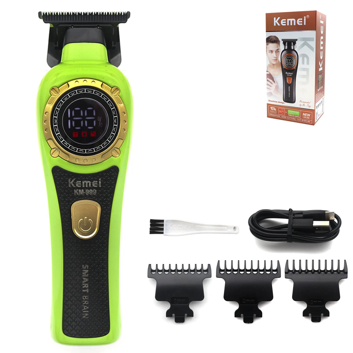 Kemei KM-999 Hair Trimmer for Men DLC T-Blade Zero Gapped