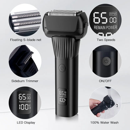 Men's electric shaver floating 5 blade net razor for men