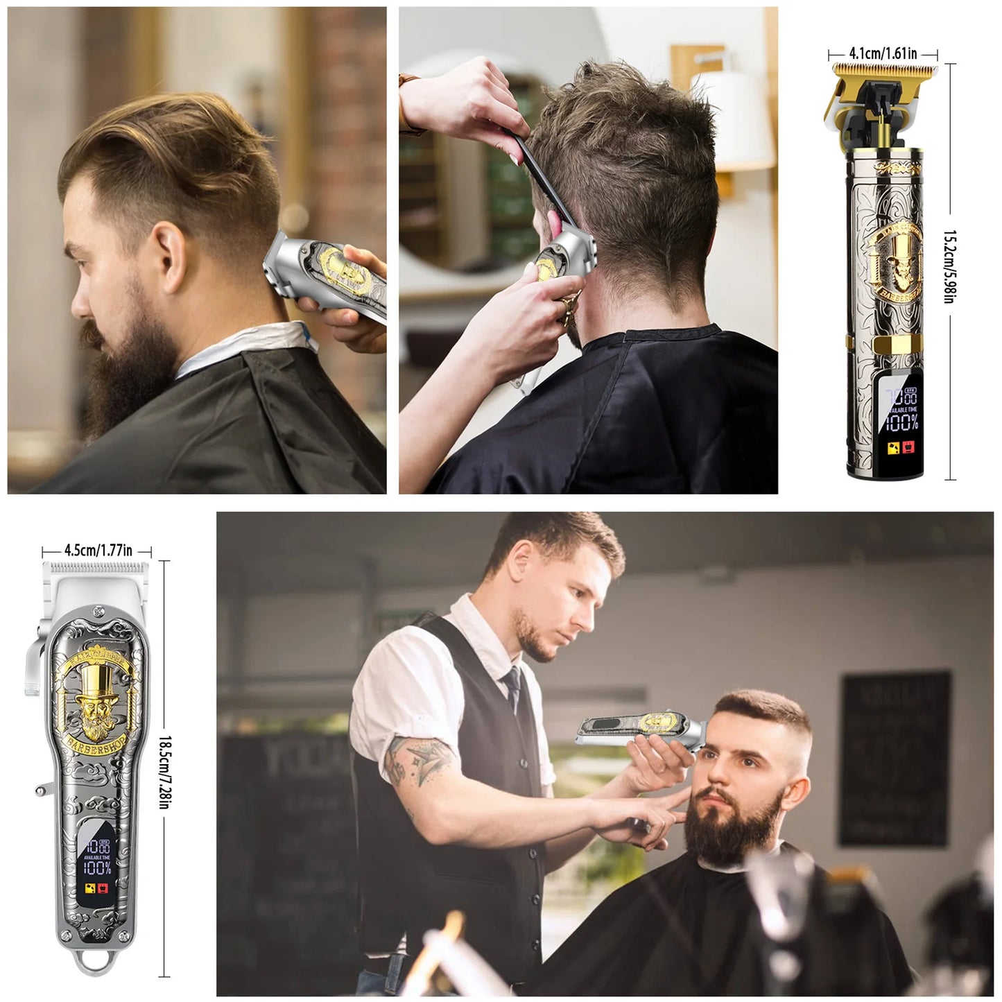 Luxury Hair Clippers kit Barber Cordless LED Display