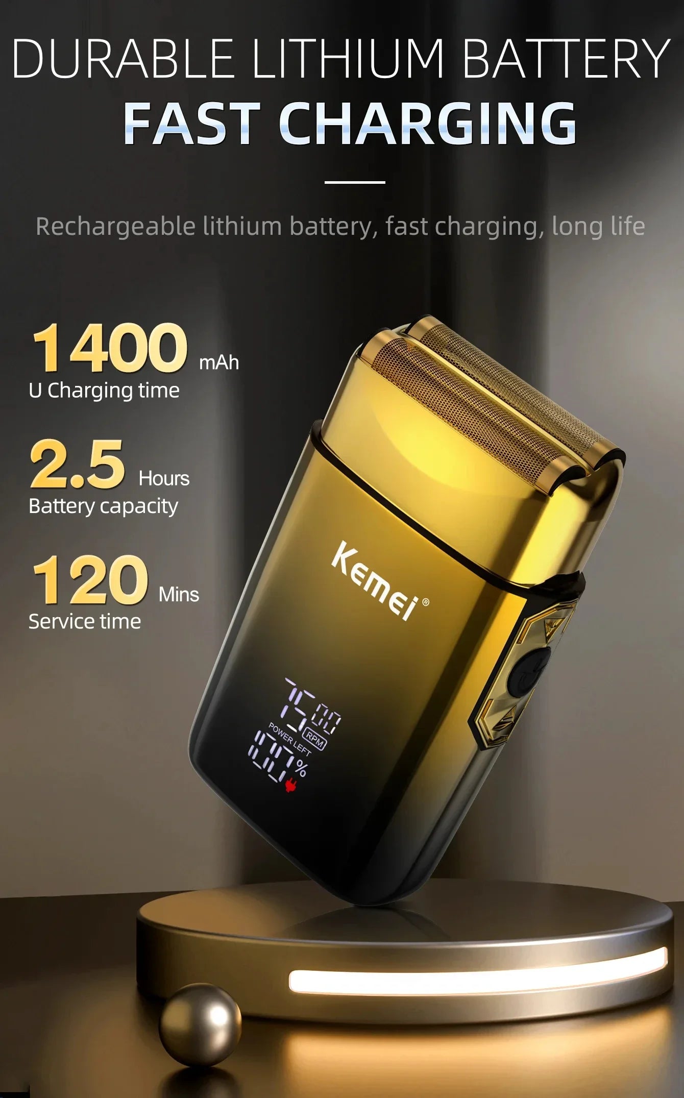 Kemei TX10 Electric Shaver Hair Rechargeable Facial & Beard Foil Razor