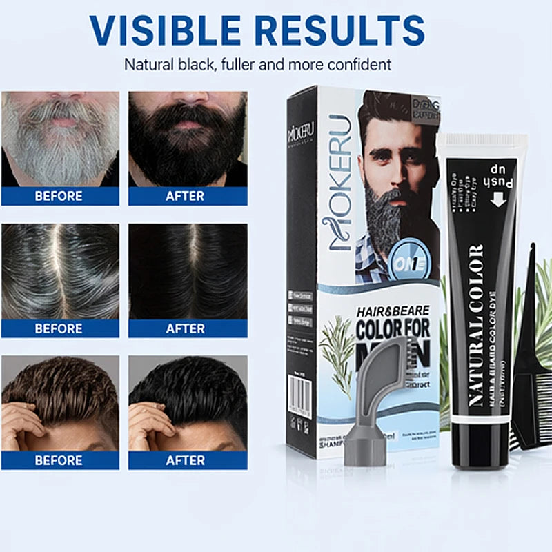 Beard and Hair Black Coloring Cream with Rosemary Extract