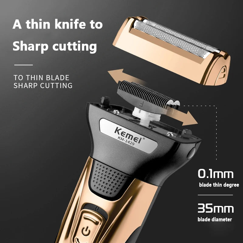 Kemei 3 In 1 Powerful Electric Shaver Facial Body Hair Trimmer KM-1429