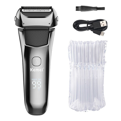 Original Kemei Wet Dry Waterproof LCD Display Electric Shaver Beard