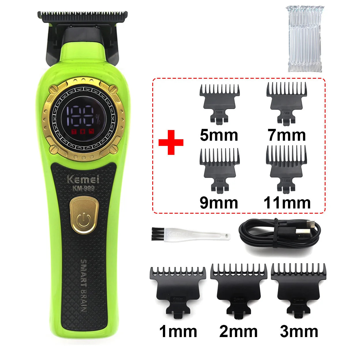 Kemei KM-999 Hair Trimmer for Men DLC T-Blade Zero Gapped
