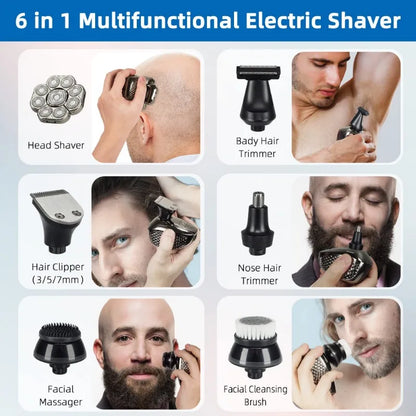 4D Head Shavers 6-in-1 Rechargeable Waterproof Head Shavers