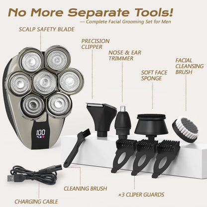 Electric 7D Floating Cutter Rechargeable Bald Head Shaving