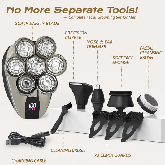 Electric 7D Floating Cutter Rechargeable Bald Head Shaving