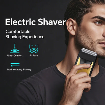 USB men's electric portable shaver with built-in back blade