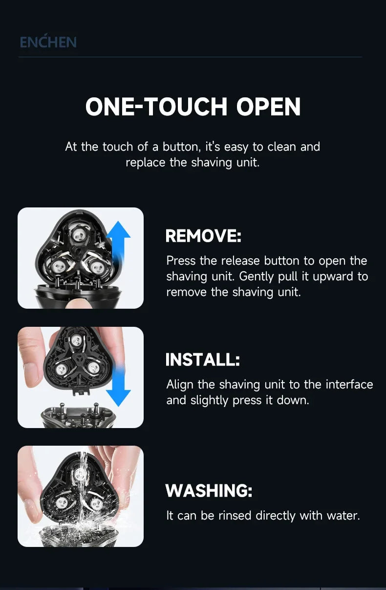 ENCHEN Electric Shaver Razor Beard Trimmer Rotary 3D Hair Shaver