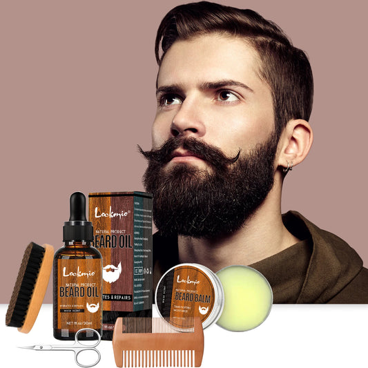 5 pieces Men's Beard Growth Care Kit Moisturizing Beard Set