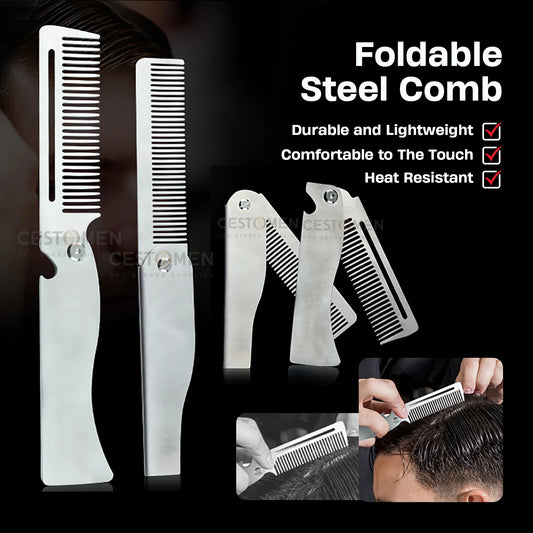 NEW Style Stainless Steel Folding Professional Men's  Comb