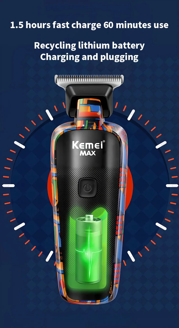 Kemei Graffiti Electric Hair Clipper Kit Men's Electric Shaver