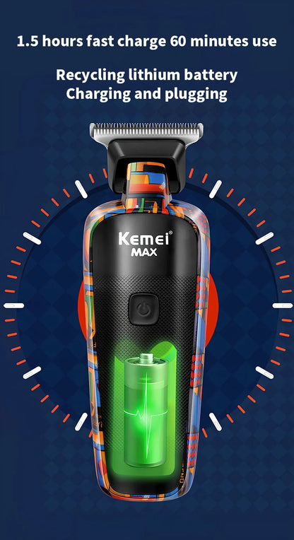 Kemei Graffiti Electric Hair Clipper Kit Men's Electric Shaver