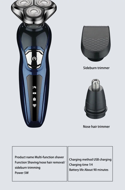 Electric Shaver 3-in-1 Washable Rechargeable Electric Razor