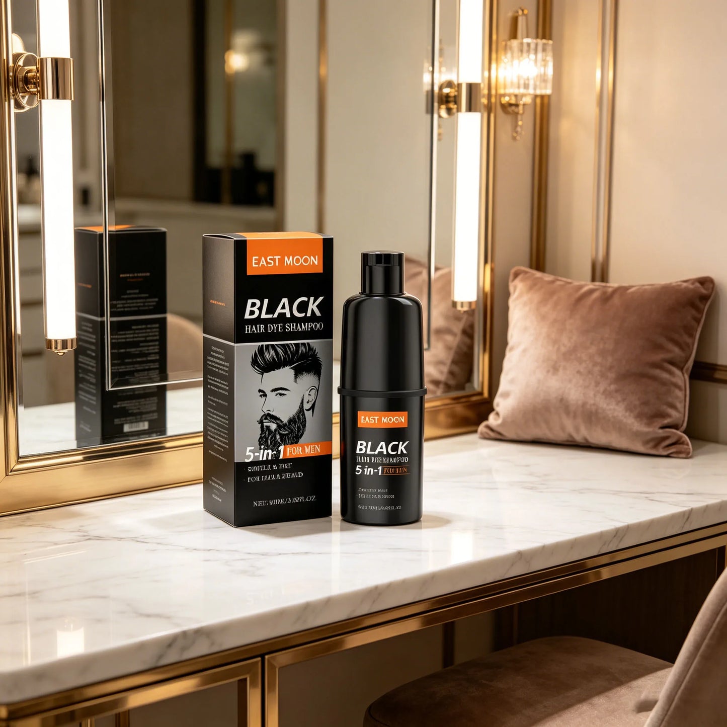 East Moon Men's Black Hair Dye Shampoo Fast Coloring