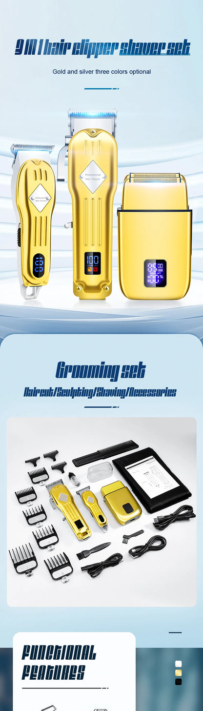 RESUXI 973 3 in 1 Professional Electric Hair Clipper and Shaver Set