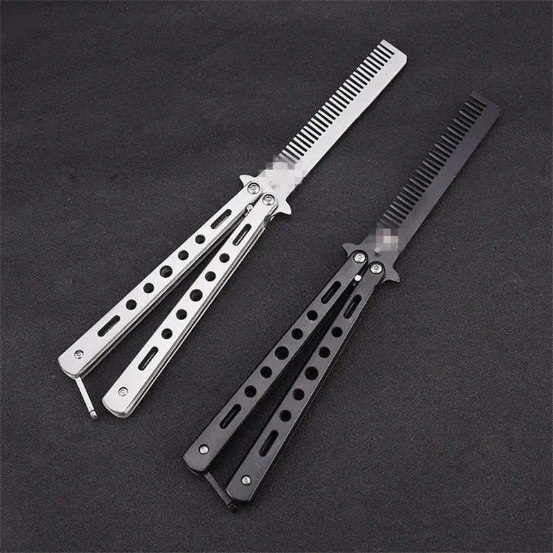 Foldable Comb Stainless Steel Practice Training Butterfly  Comb
