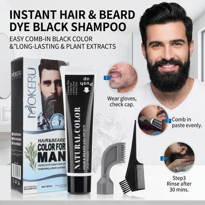 Beard and Hair Black Coloring Cream with Rosemary Extract